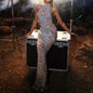 Fashion Halter See-through Sequins Dress Women