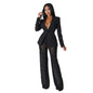 Buttoned Blazer And Beaded Pants Two-Piece Set