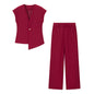 European And American Women's Clothing Button Top Wide Leg Pants Suit