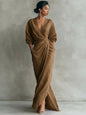 Womens V-neck Waist-cinching Dress