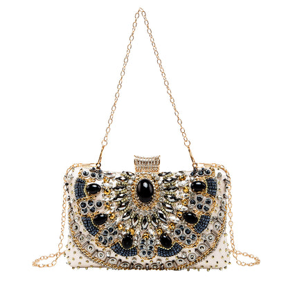 Retro Pearl Embroidery Dinner Bag Handmade Beaded Women's Hand-held