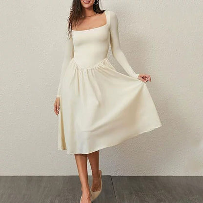 Women's Solid Color Long Sleeve Bottoming Dress