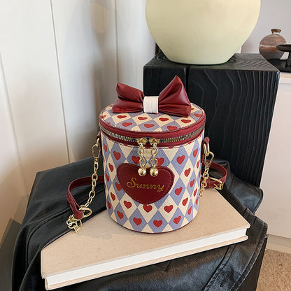 Special-interest Design Contrast Color Chain Bucket Bag