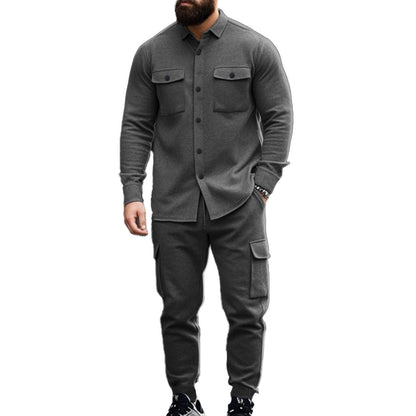 Hunting-style Lapel Jacket Loose And Warm Two-piece Set For Men