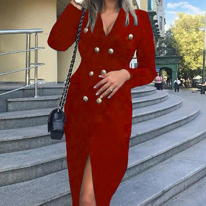 Women's Elegant Double Breasted Sheath Dress