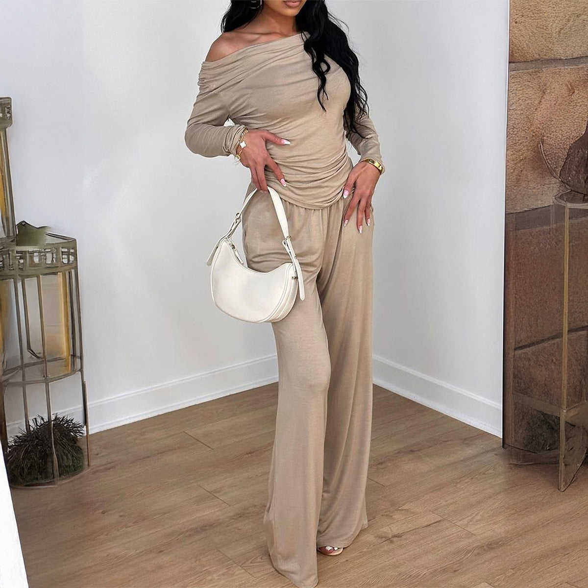 Women's Long-sleeved Top And Pants Set