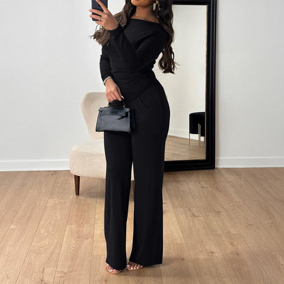 Women's Long-sleeved Top And Pants Set