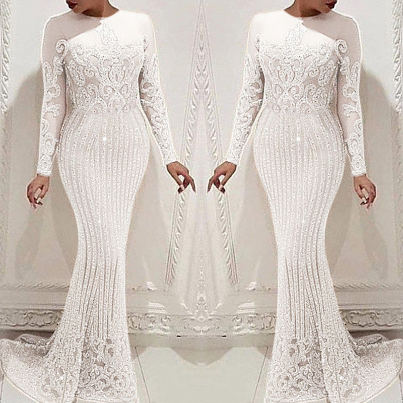 Sexy Gold Long Sleeve Dress Women