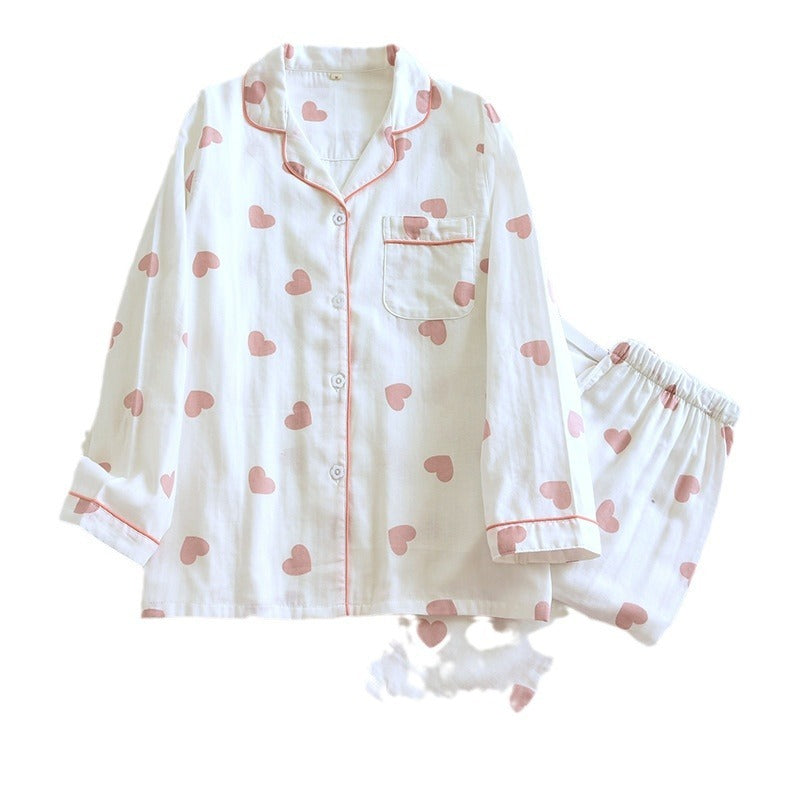 Cotton Gauze Pajamas Ladies' Homewear Long Sleeve Trousers Suit