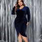 Plus Size Long Sleeve Slim Fit High Waist Dress
