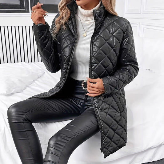 Women's Long Cotton Coat For Autumn And Winter Warmth