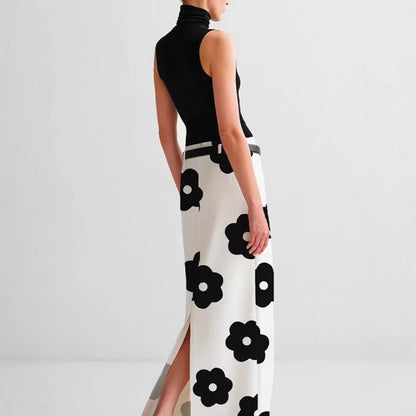 New Elegant Stylish And Chic Black-and-white Skirt With A Designer Touch