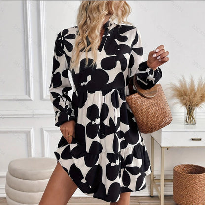 Fashion Retro Long Sleeve Loose Dress