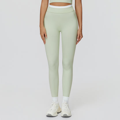High Waist Contrast Color Tight Trousers Running Fitness Clothes