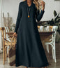 Loose Slim-fit Solid Color Long Sleeve Maxi Dress