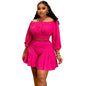 Pleated One-shoulder Puff Waist-casual Two-piece Set