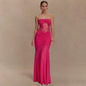 Strapless Lace-panelled Asymmetrical Dress