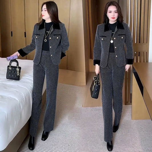 Short Coat Wide Leg Pants Two-piece Set