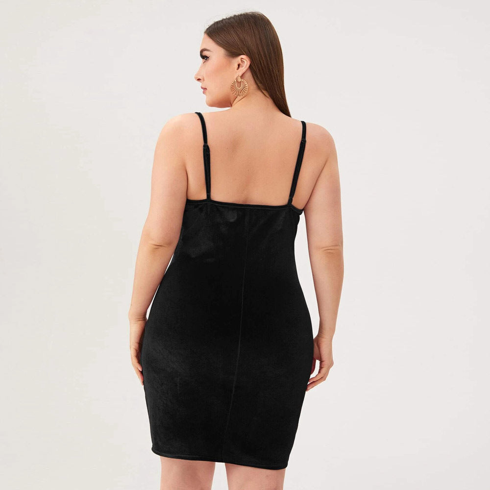 Elegant And Temperamental Women's Waist-cinching And Hip-hugging Velvet Banquet Dress