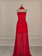 Womens Solid-Color Strapless Dress With Fluttering Ties And A Slit