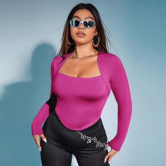 European And American Women's Slim And Sexy Long-sleeve Top