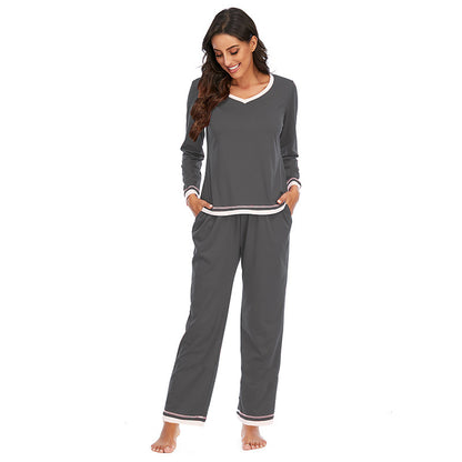 Women's Pajamas Long-sleeved Trousers Home Wear Two-piece Set