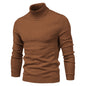 Winter Turtleneck Sweater Fashion Slim Fit Solid Color Pullover Knitted Top Men's Clothing