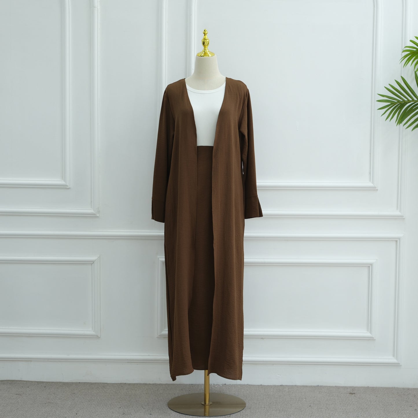 Fashion Solid Color Cardigan And Skirt Two-piece Set