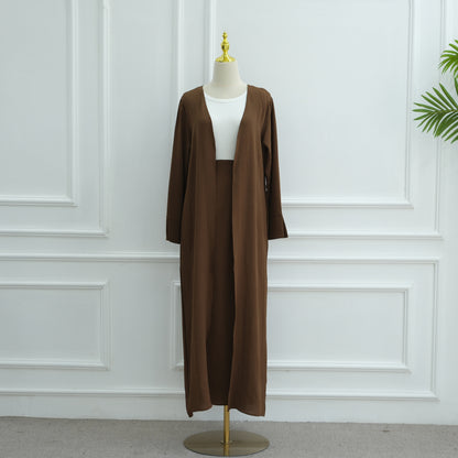 Fashion Solid Color Cardigan And Skirt Two-piece Set