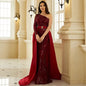 Mid-waist Off-the-shoulder Hostess Evening Gown Maxi Dress For Banquets