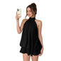 Chiffon Halter Tea Length Dress Sassy Skirt