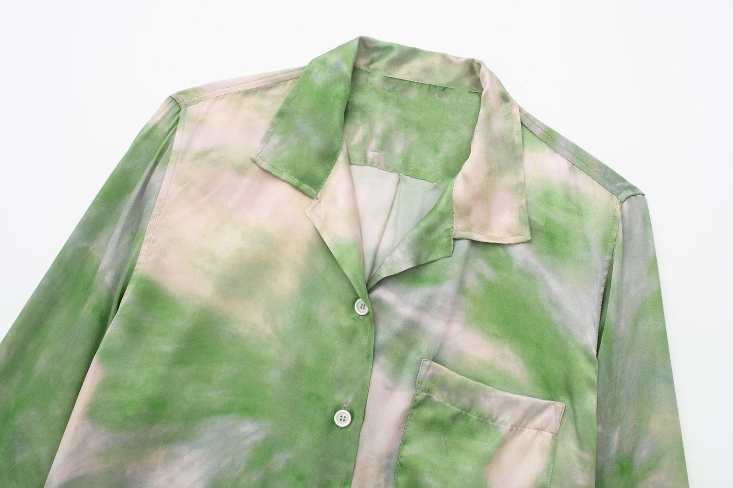 Wind Lapel Tie-dye Printed Shirt Casual Pants Suit