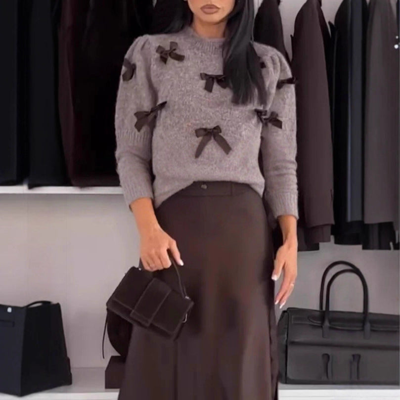 European And American Sweater Pocket Slit Ladies Skirt