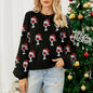 Brocade Cute Puff Sleeve Christmas Sweater