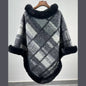 Big Fur Collar Cloak Mid-length Batwing Sleeve Pullover Classic Plaid Shawl