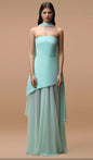 Womens Solid-Color Strapless Dress With Fluttering Ties And A Slit