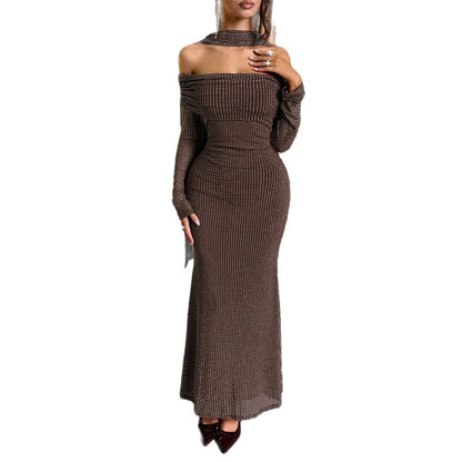 Female Solid Color Casual Elegant Strapless Mermaid Long Dress