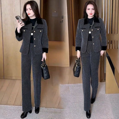 Short Coat Wide Leg Pants Two-piece Set