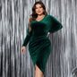 Plus Size Long Sleeve Slim Fit High Waist Dress