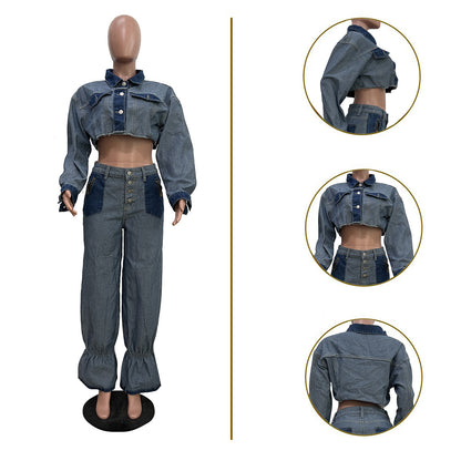 Women's Clothing Casual Multicolor Denim Suit