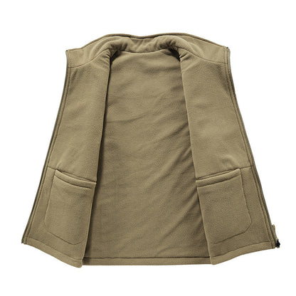 Men's Outdoor Double-sided Wear Velvet Vest Multi-pocket Leisure Cargo