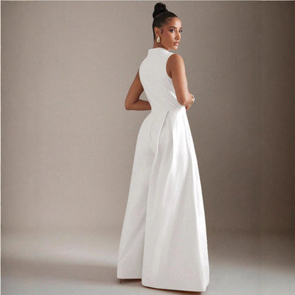 Women's Solid-color Sleeveless Zip-up Dress