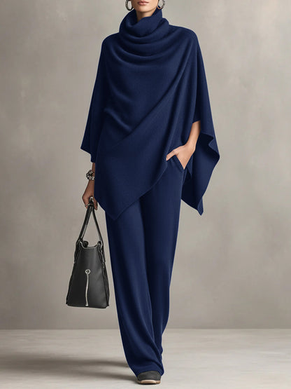 Womens Cloak Top And Wide-leg Pants Two-piece Set