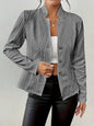 Women's Blazer Jacket Suit Coat Single-breasted Stand Collar Tops Slim Outerwear Temperament Office Jacket
