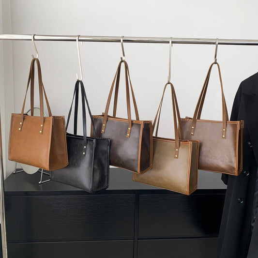Women's Simple Plain Color Soft Pu Leather Shoulder Bag, Tote Bag Fashion Large Capacity Shoulder Bag