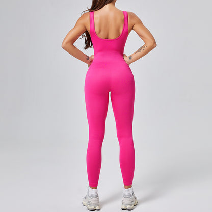 Threaded-knit Tummy-control Butt-lifting Form-fitting Breathable U-neck Bodysuit