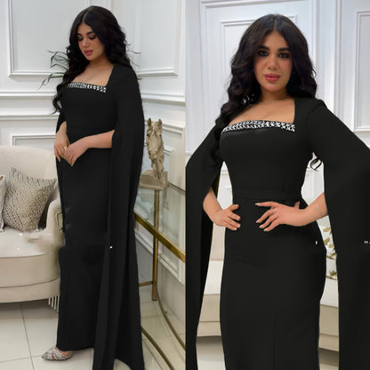 Female Muslim Fashion Embroidery Drawstring Dress