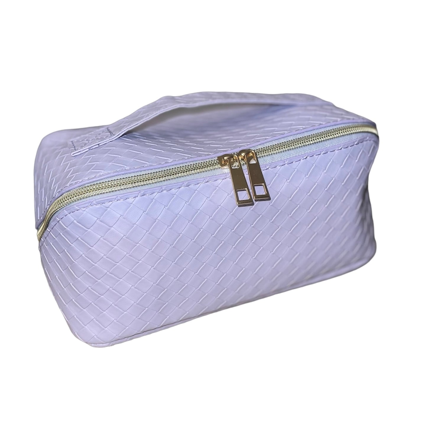 KANVIco Large Capacity Travel Makeup Bag Waterproof PU Leather Cosmetic Bags for Women Portable Cosmetic Travel Bag With Handle and Divider Flat Makeup Bag Organizer