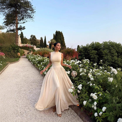 Womens Round-neck Halter-style Sleeveless Dress