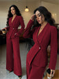 Women's Long-sleeved Suit Jacket Straight-leg Pants Top And Bottom